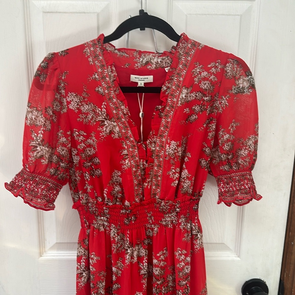 Max Studio red floral maxi dress